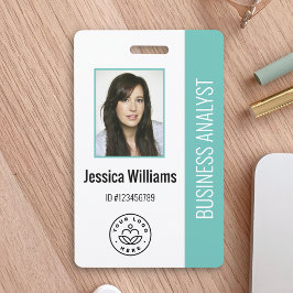 Basisbedrijfslogo foto teal personeelskaart  badge