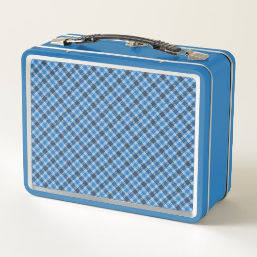 Basisblauw/Babyblauw Gingham Diagonaal Plaid (Achterkant)