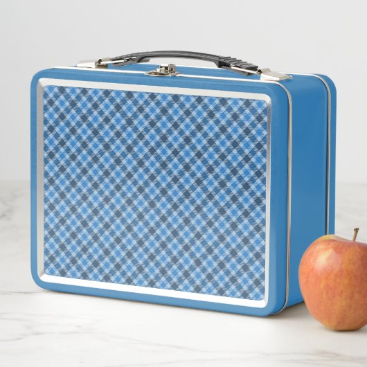 Basisblauw/Babyblauw Gingham Diagonaal Plaid (In situ)