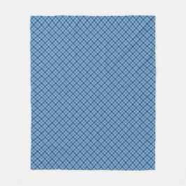 Basisblauw/Babyblauw Gingham Diagonaal Streep Fleece Deken