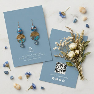 Basisch Stof Blauw Sieraden Display Logo TMF26 Visitekaartje