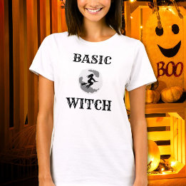 Basische Hek Rijdende Bezem Dames Halloween op Maa T-shirt