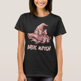 Basische Heks Coquette Pastel Roze Heksenhoed Stri T-shirt