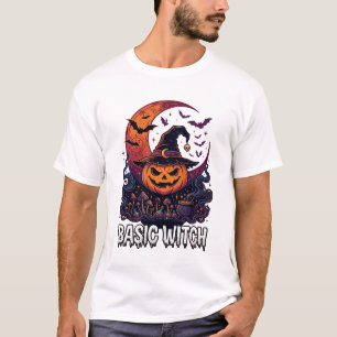 Basische heks Halloween Pompoen Sikkelvormige Maan T-shirt