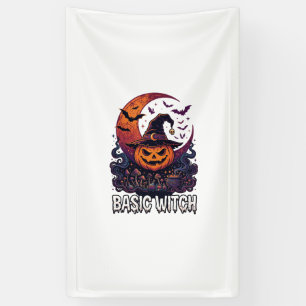 Basische Heksen Halloween Pompoen Wasse Maan Ketel Spandoek