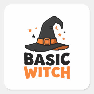 Basiselement Heksen Halloween Hoed Ontwerp Vierkante Sticker