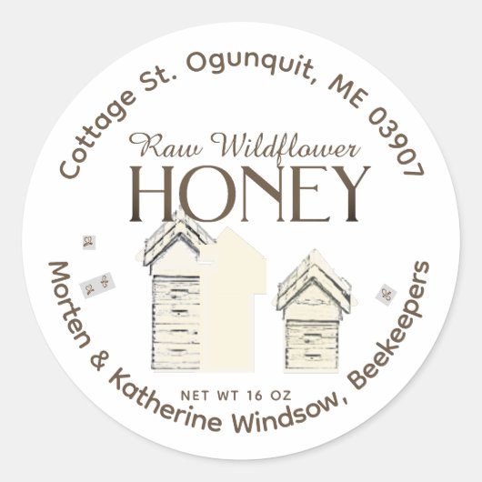 Basisetiket voor de achtertuin van de bijenteelt ronde sticker (Voorkant)