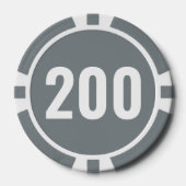 Basisgrijs witte vet nummer  poker chips (Voorkant)