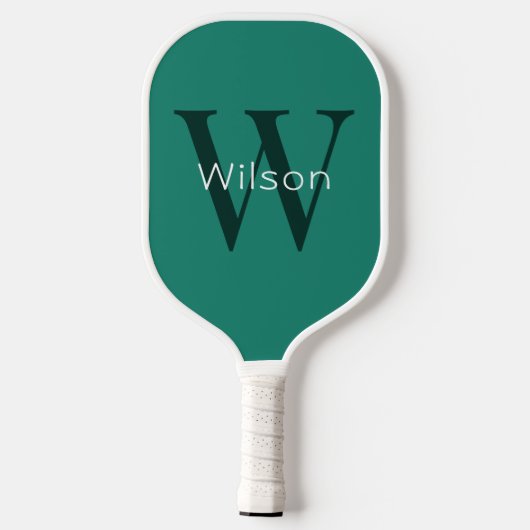 Basisgroen Monogram Initiaal & Naam Pickleball Paddle (Achterkant)