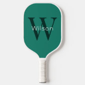 Basisgroen Monogram Initiaal & Naam Pickleball Paddle (Voorkant)