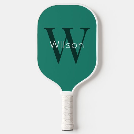 Basisgroen Monogram Initiaal & Naam Pickleball Paddle (Voorkant)