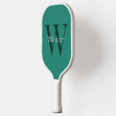 Basisgroen Monogram Initiaal & Naam Pickleball Paddle (Links)