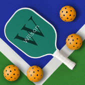 Basisgroen Monogram Initiaal & Naam Pickleball Paddle