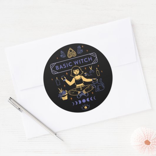 Basisheksen - Camille Chew Ronde Sticker (Envelop)