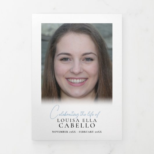 Basisherdenkingsprogramma simpele foto's drieluik uitnodiging (Cover)