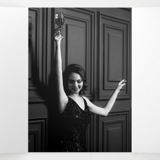 Basisherdenkingsprogramma simpele foto's drieluik uitnodiging (Binnenkant midden)