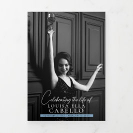 Basisherdenkingsprogramma simpele foto's drieluik uitnodiging