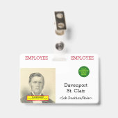 Basisidentiteitsbewijs van het personeelslid badge (Achterkant met clip)