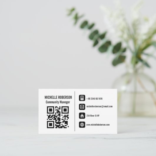 Basisinfo-pictogrammen en qr-Visitekaartje Visitekaartje (Staand voorkant)