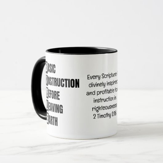 Basisinstructie voor het verlaten van de Aardbijbe Mok (Voorkant links)