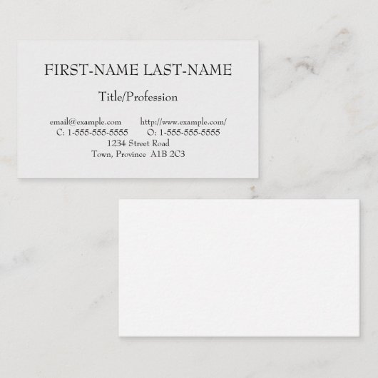 Basiskaart voor beroepsprofiel visitekaartje (Voorkant / Achterkant)