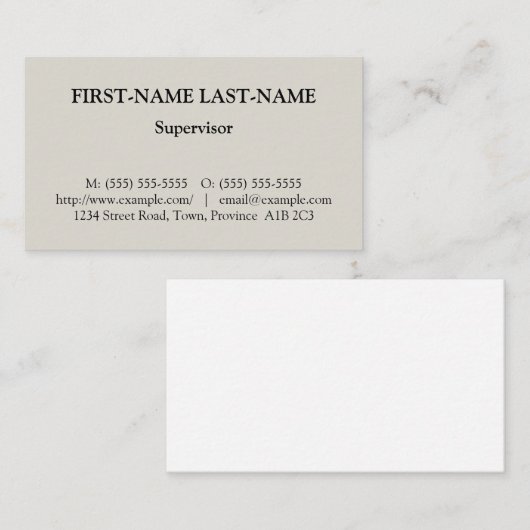 Basiskaart voor beroepsprofiel visitekaartje (Voorkant / Achterkant)