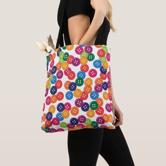 Basiskleuren-Buttonnen Tote Bag (Dichtbij)