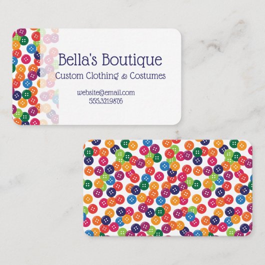 Basiskleuren-Buttonnen Visitekaartje (Voorkant / Achterkant)