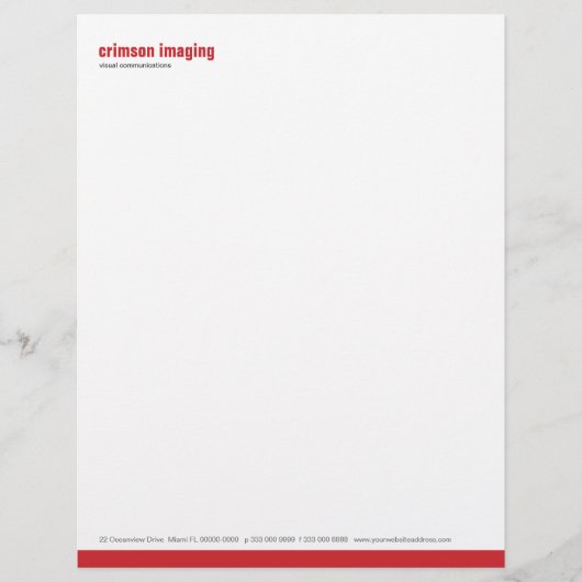 Basislijnpaneel Crimson Letterhead Gepersonaliseerd Briefhoofd (Voorkant)