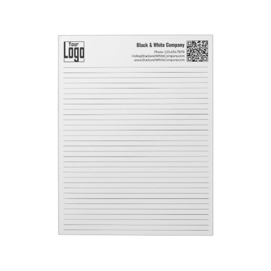 Basislogo QR-code Zwarte Lijn College Regel Notitieblok (Linkerzijde)