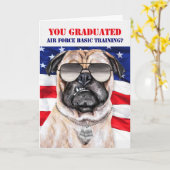 Basisopleiding van de luchtmacht Funny Pug Dog Afs Kaart (Gele Bloem)