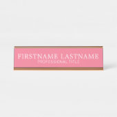 Basisroze witte traditionele naam en titel bureau naambordje (Voorkant)