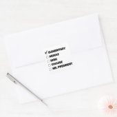 Basisschool Afstuderen Ms. President Vierkante Sticker (Envelop)