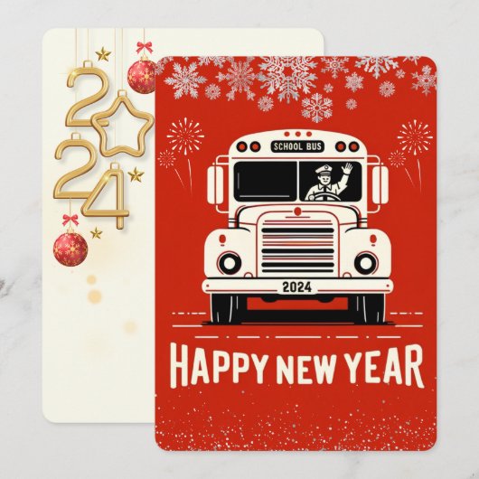 BASISSCHOOL BUSCHAUFFEUR GELUKKIG NIEUWJAARSKAART (Voorkant / Achterkant)