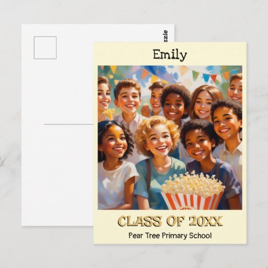 Basisschool eindexamenklas van  briefkaart (Voorkant / Achterkant)