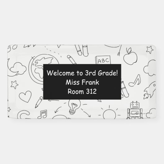 Basisschool gepersonaliseerd leraar klaslokaal spandoek (Horizontaal)