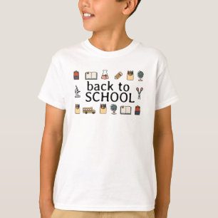 Basisschool Thema Kind Bus Boek Wereldbol T-shirt