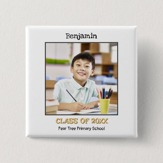 Basisschool Verlaat Keepsake Foto Vierkante Button 5,1 Cm (Voorkant)
