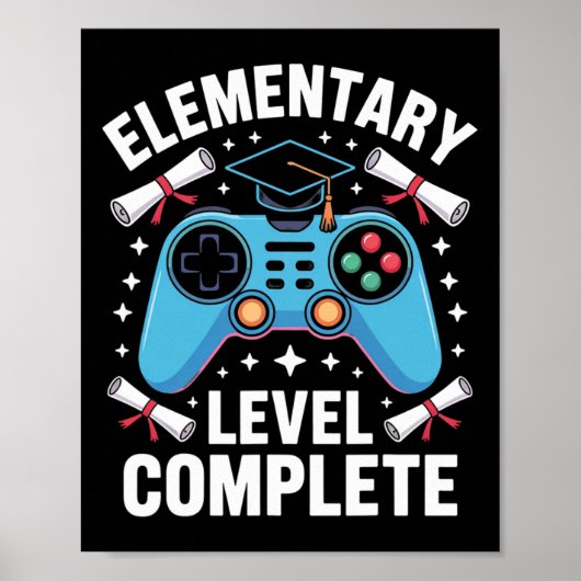 Basisschoolniveau Compleet Funny Gamer Jongens Poster (Voorkant)