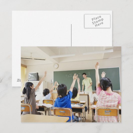 Basisschoolstudenten op school 2 briefkaart (Voorkant / Achterkant)