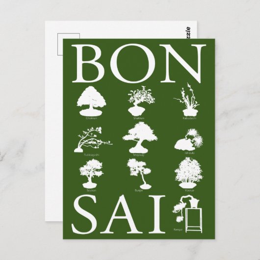 Basisstijlen van Bonsai-boom Briefkaart (Voorkant / Achterkant)