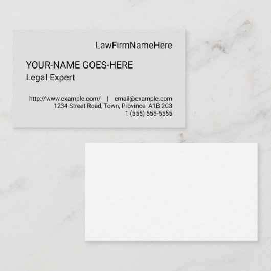 BasisVisitekaartje, gewoon Visitekaartje (Voorkant / Achterkant)