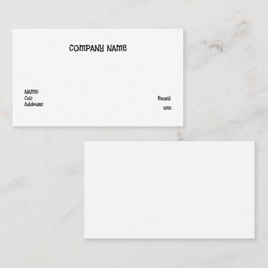 BASISVISITEKAARTJE SJABLOON VISITEKAARTJE (Voorkant / Achterkant)