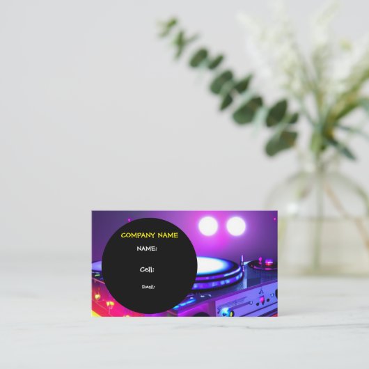 BASISVISITEKAARTJE SJABLOON VOOR EEN DJ W LINKS VISITEKAARTJE (Staand voorkant)