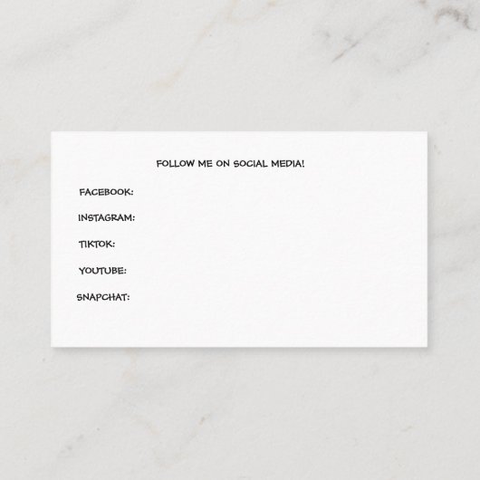 BASISVISITEKAARTJE SJABLOON VOOR EEN DJ W LINKS VISITEKAARTJE (Achterkant)