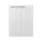 Basiswachtwoordtracker met gebruikersnaam en notit notitieblok (Linkerzijde)