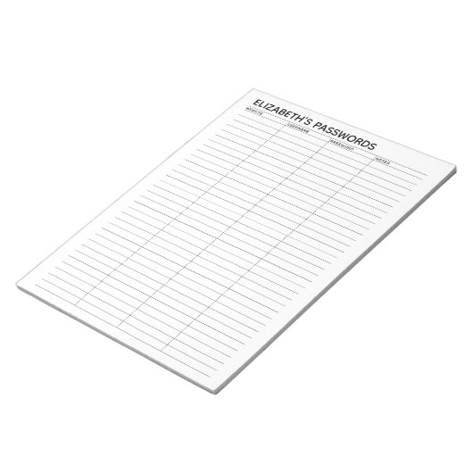 Basiswachtwoordtracker met gebruikersnaam en notit notitieblok (Schuin)