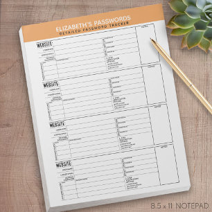 Basiswachtwoordtracker met gebruikersnaam notitieblok
