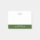 Basiswitte Moss Groene Initialen Post-it® Notes (Voorkant)