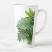 Baskarief Palmbladeren Groene Monogram Latte Mok (Rechts)